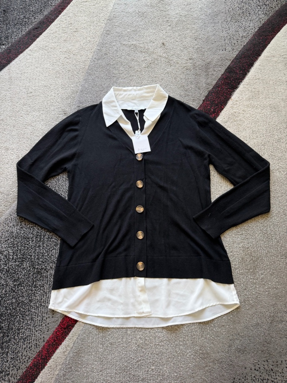 Sioni Black Shirt Overlay Sweater Academia Top